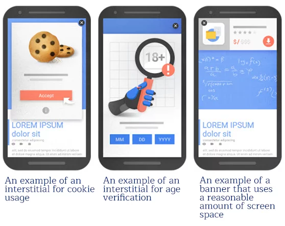 Non intrusive popup options from Google's new guidelines