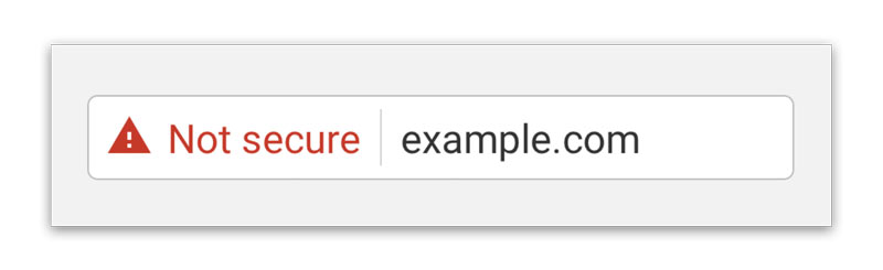 Example of a non-secure site on Google