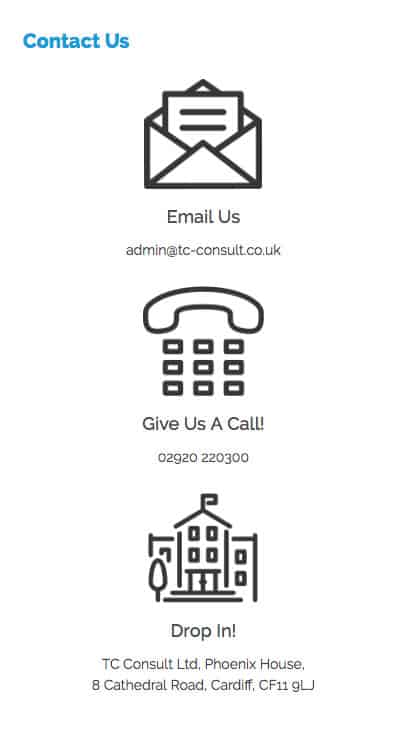 TC Consult Contact Page Mobile