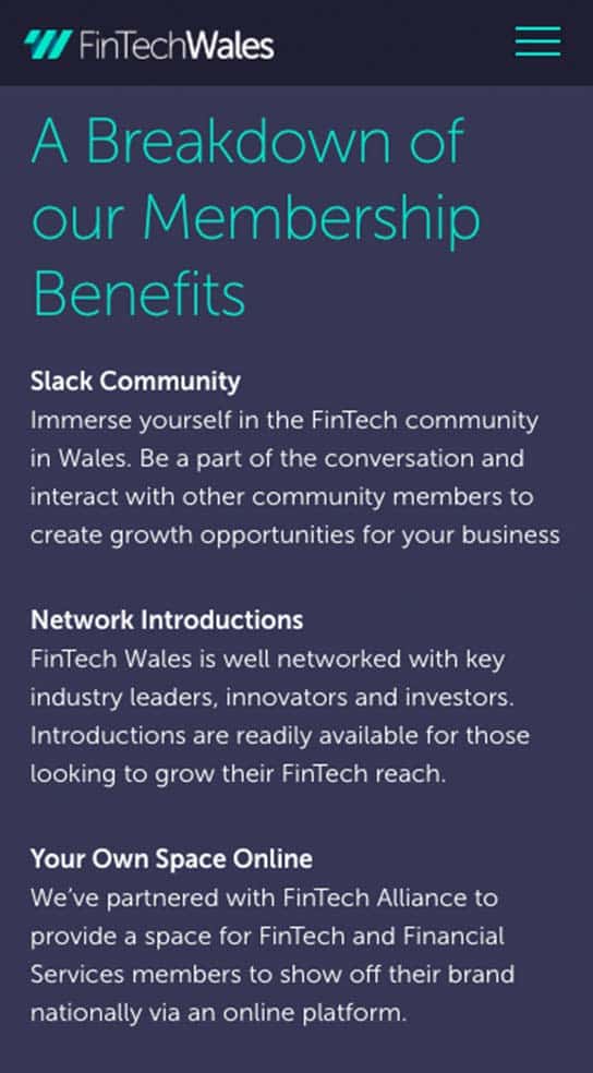 FinTech Wales Membership Benefits