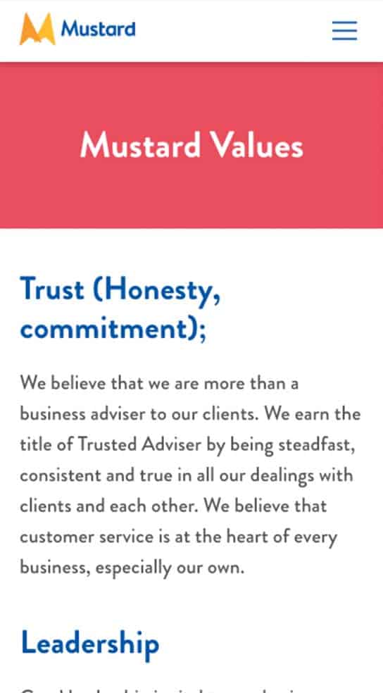 Mustard Advisers Values