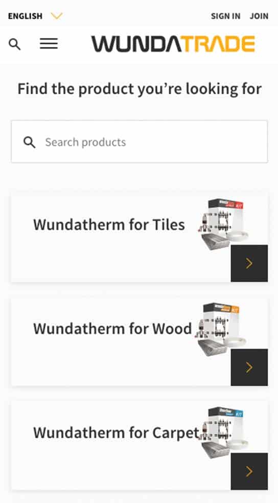 Wunda Trade Mobile Website