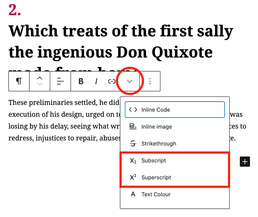 Subscript and Superscript feature in WordPress 5.5