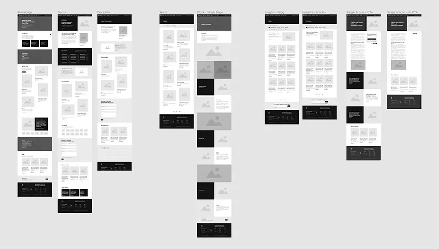 Low Fidelity Prototypes of Golley Slater's Website